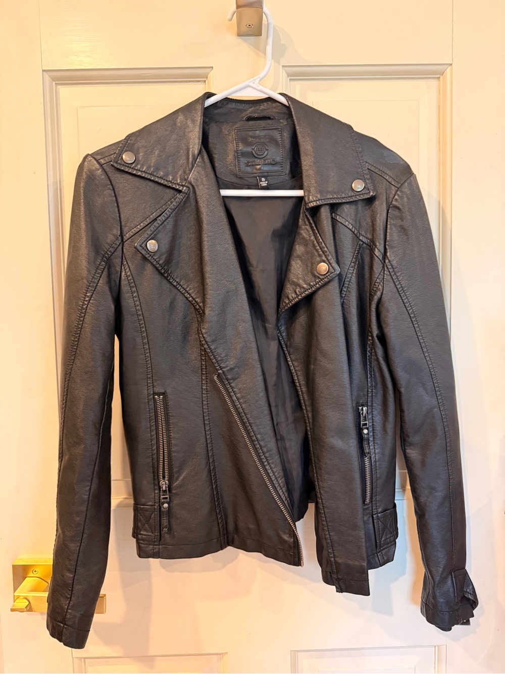Max Studio Black Faux Leather Moto Jacket